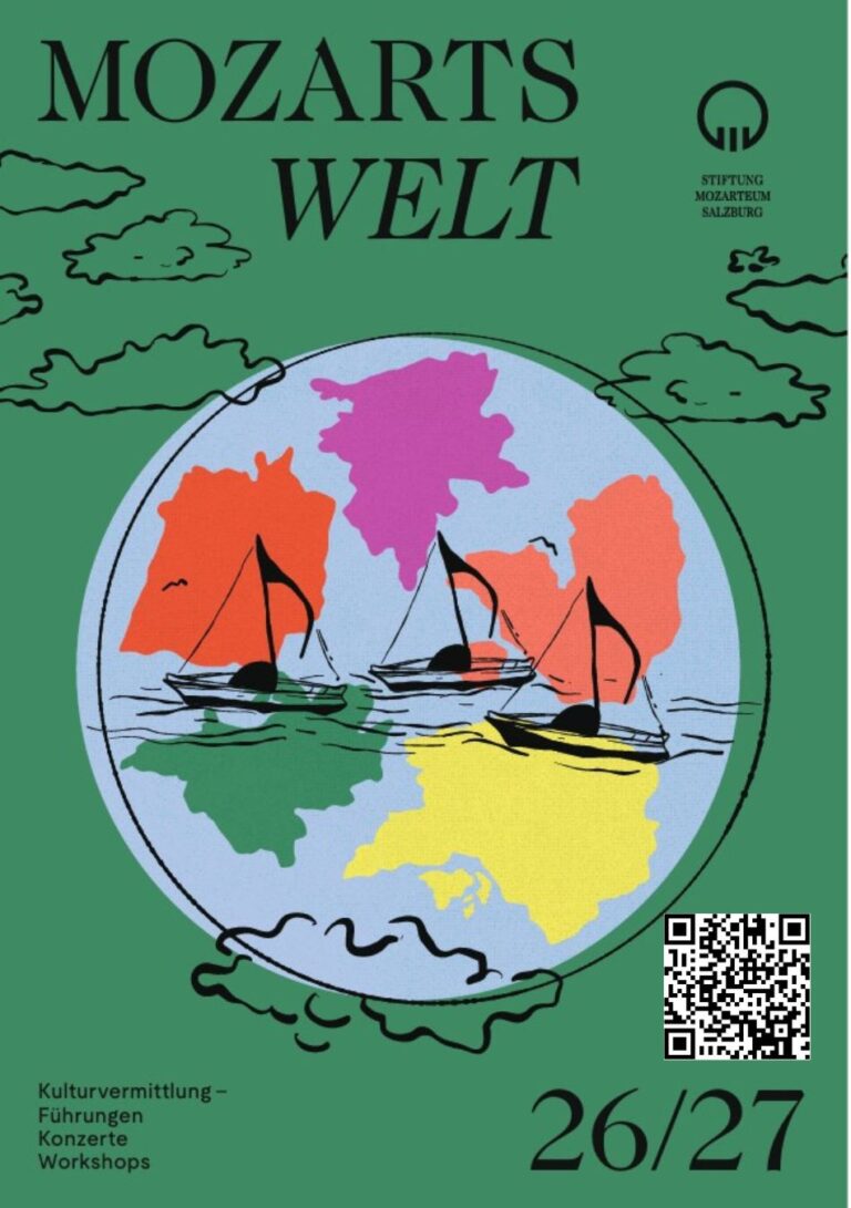 Werbeplakat "Mozarts Welt", ein Projekt der internationalen Stiftung Mozarteum