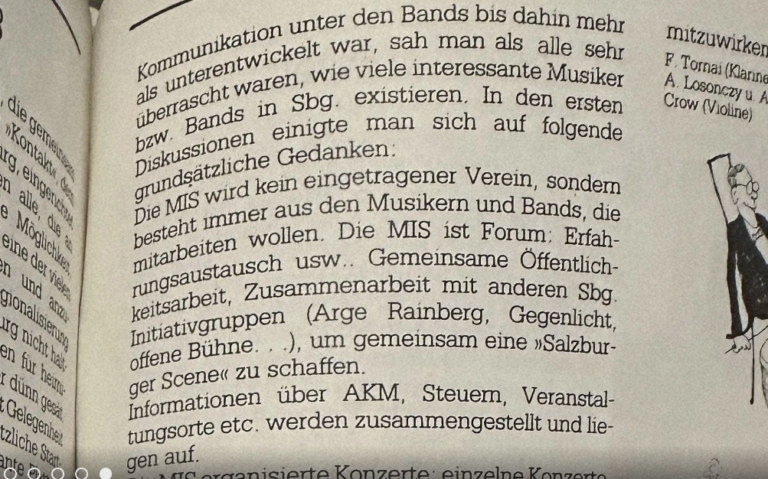 Auszug eines Presseartikels: ... sah man als alle sehr &uuml;berrascht waren, wie viele interessante Musiker bzw. Bands in Sbg. existieren ...