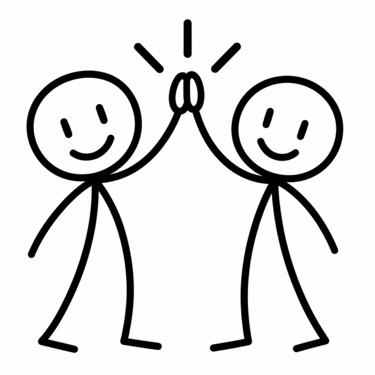 Sujet: Zwei Strichm&auml;nnchen klatschen High Five