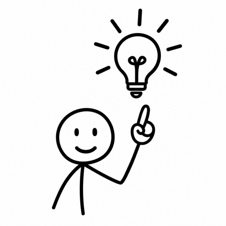 Sujet zeigt ein Slachendes Strichn&auml;nnchen, das auf eine Lampe zeigt