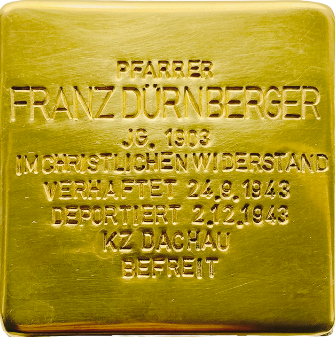 Stolperstein: Pfarrer Franz D&uuml;rnberger